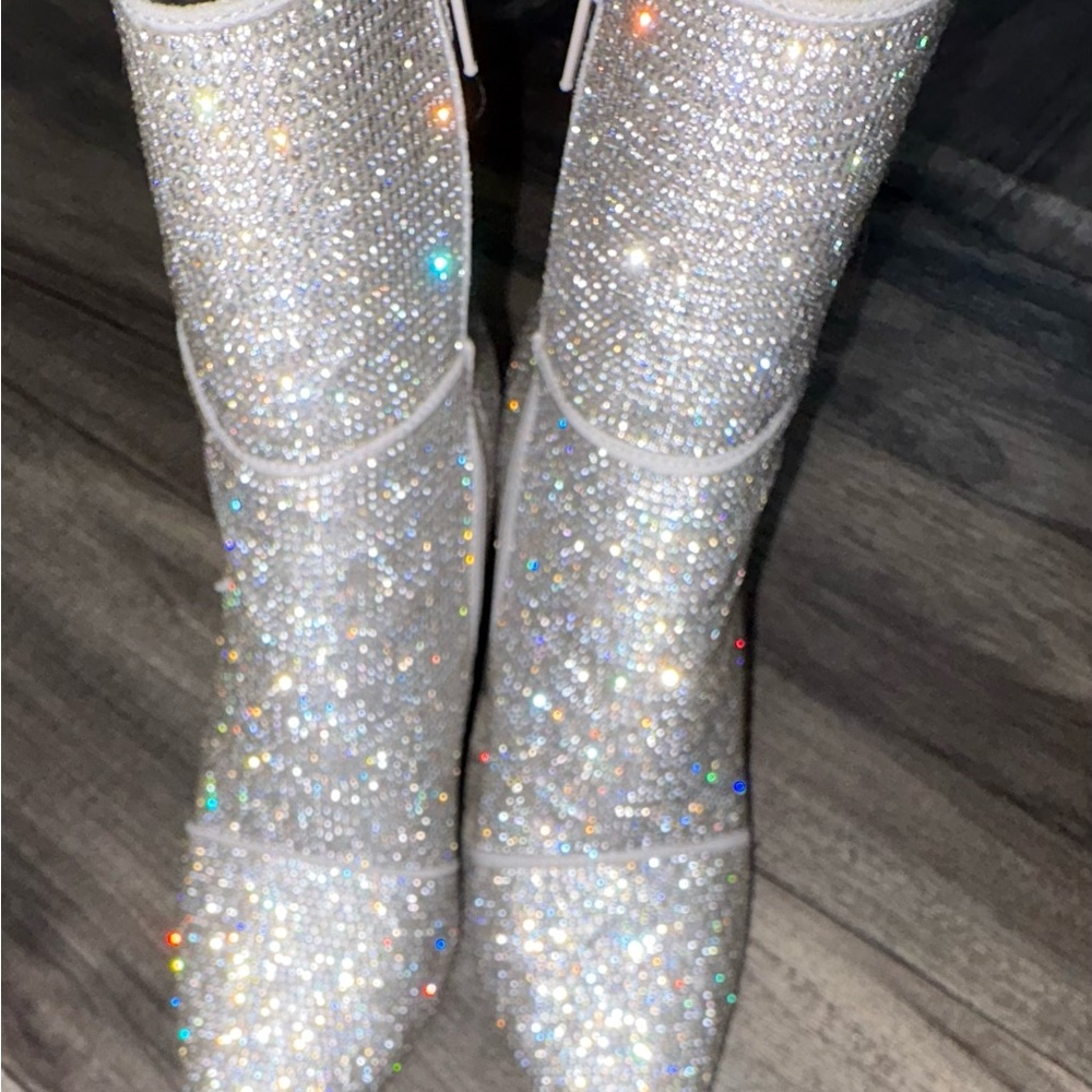 Sparkling Silver Ankle Boots - Picture 3 of 4